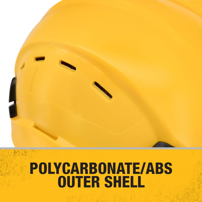Type II DEWALT DPG22V Yellow Class C 4-Point Ratcheting Vented Safety Helmet