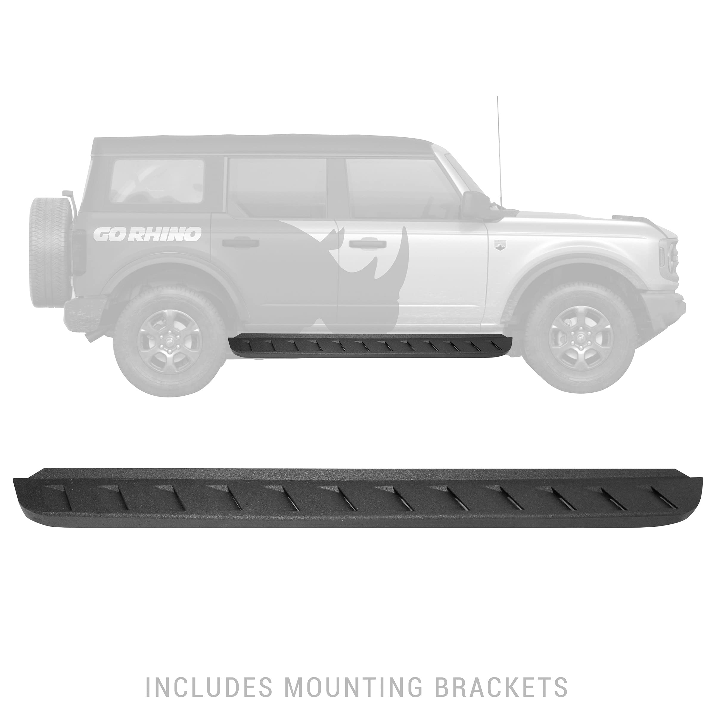 RB10 Go Rhino Running Board & Brackets Kit | Galvanized Steel, Protective Bedliner Coating | 63412973T | Fits 2021-2025 Ford Bronco 4-Door (Excludes Bronco Sport)