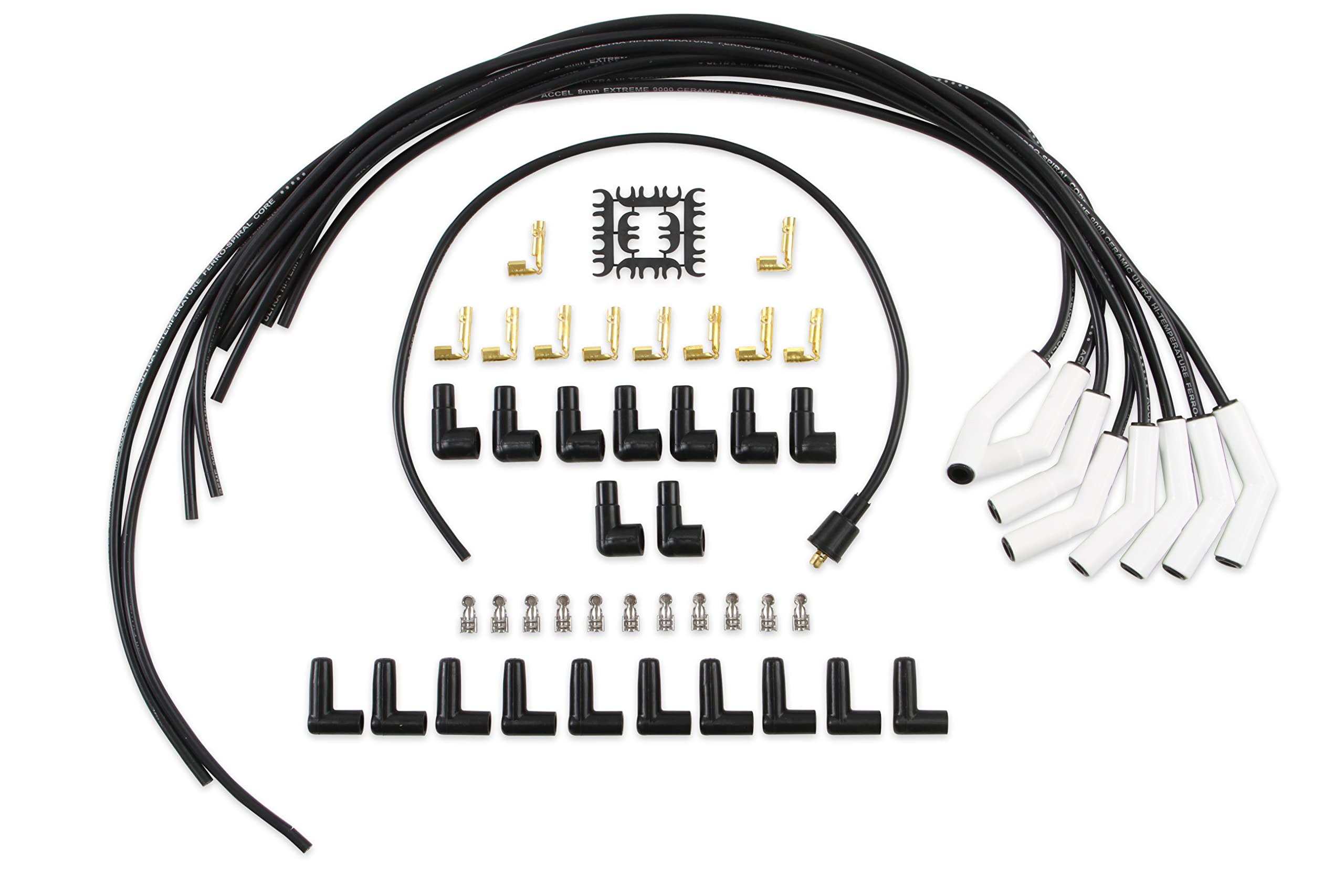 9002C ACCEL Extreme 9000 Spark Plug Wire Set - Universal - 135 Degree White Ceramic Boots