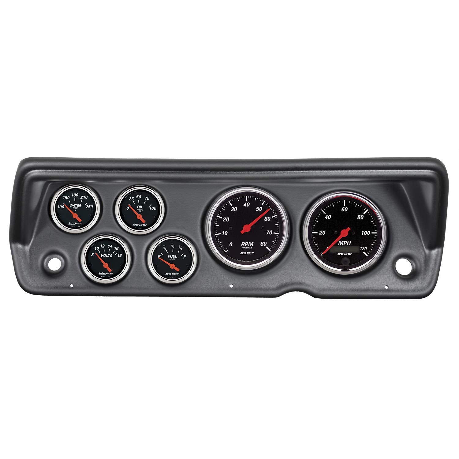Auto Meter Gauge Kit 7031-DB, 6 Pc, Abody/Duster/Demon/Dart 70-76, Tach/Mph/Fuel/Oilp/Wtmp/Volt, Db