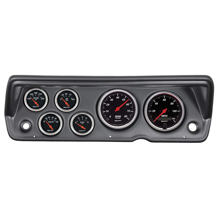 Auto Meter Gauge Kit 7031-DB, 6 Pc, Abody/Duster/Demon/Dart 70-76, Tach/Mph/Fuel/Oilp/Wtmp/Volt, Db