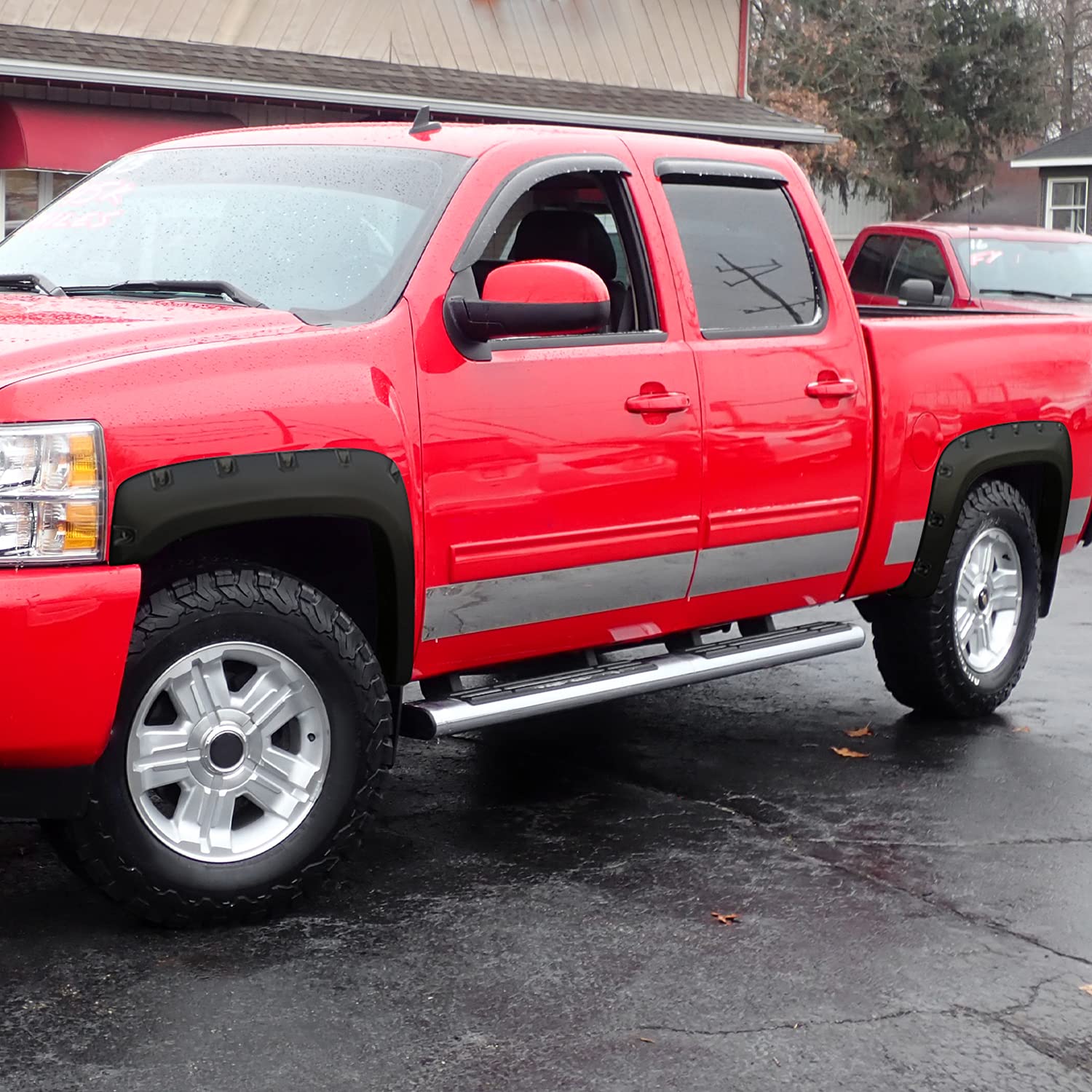 4PC Spec-D Tuning Front + Rear Smooth Bolt On Pocket Style Fender Flares Compatible with 2007-2013 Chevy Silverado 1500 2500HD 3500HD