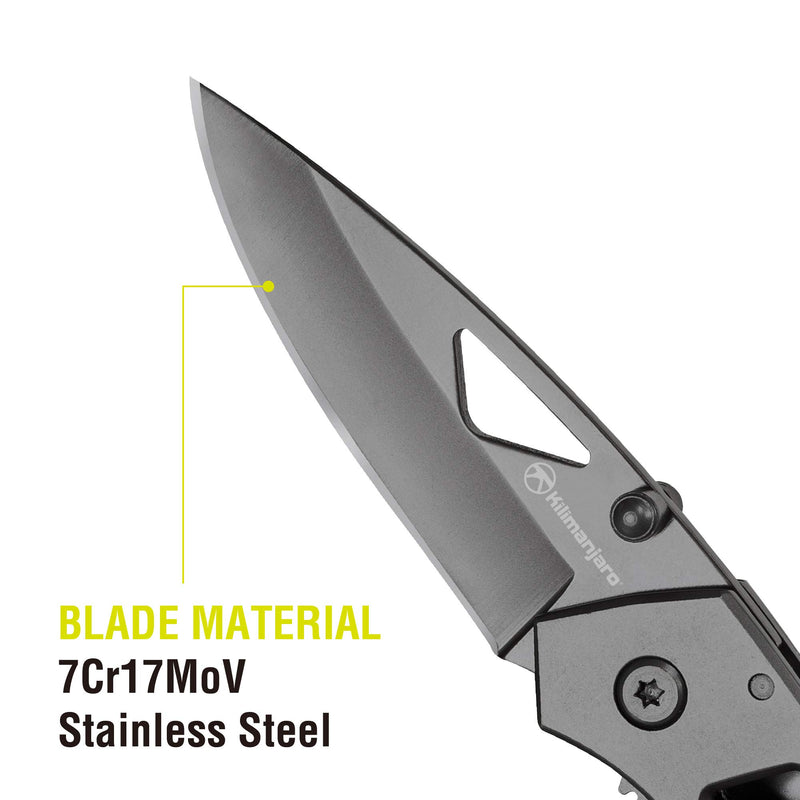 Kilimanjaro 6-Inch Vertice Folding Knife – 2.6" Drop Point 7Cr17MoV Stainless Steel Blade, Titanium Nitride Finish, Dual Thumb Stud, Liner Lock – 910061