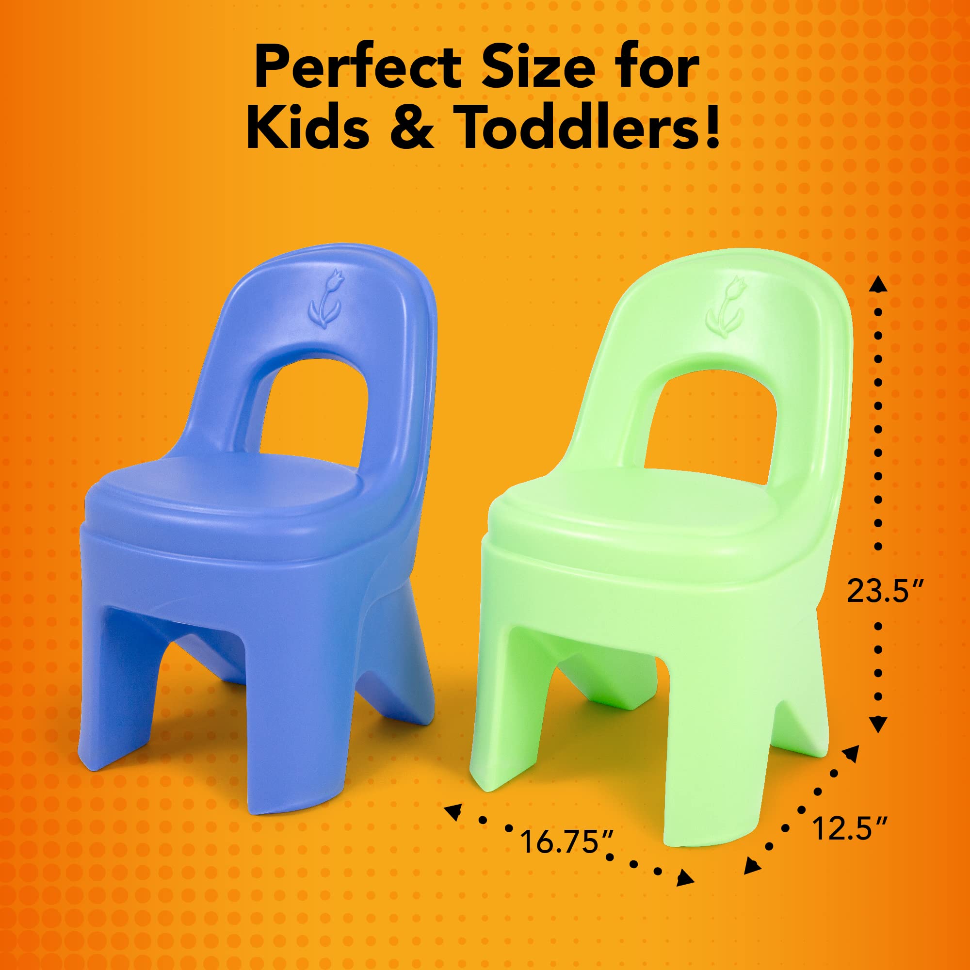 Simplay3 Kids Chair Play Around, 2-Pack of Toddler Chairs for Play Table - Blue and Lime Green, Made in USA