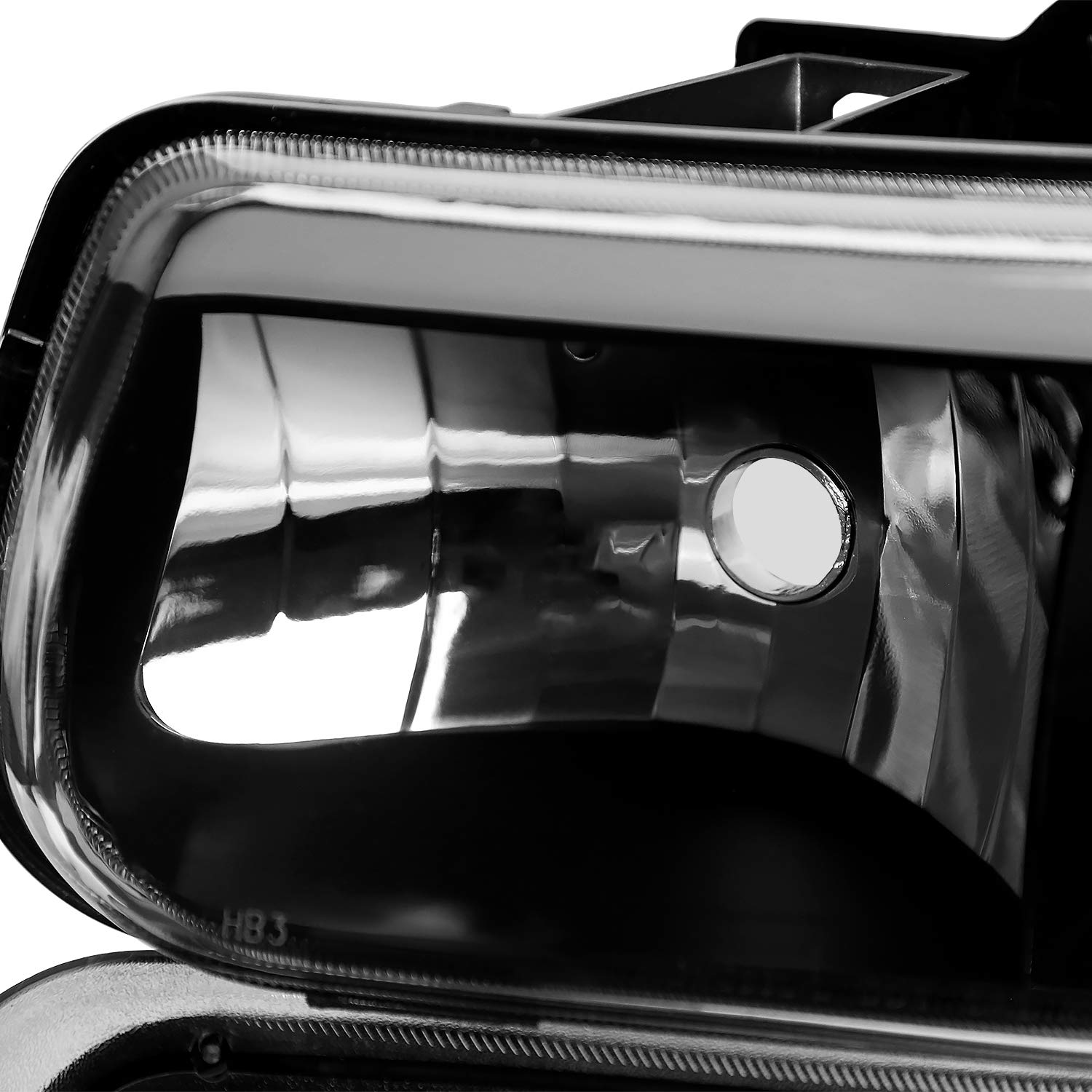 Spec-D Tuning LED Bar Clear Lens Black Housing Headlights + Bumper Lights 4PC Clear Reflector Compatible with Chevy Silverado 1999-2002, 00-06 Tahoe Suburban, L+R Pair Assembly