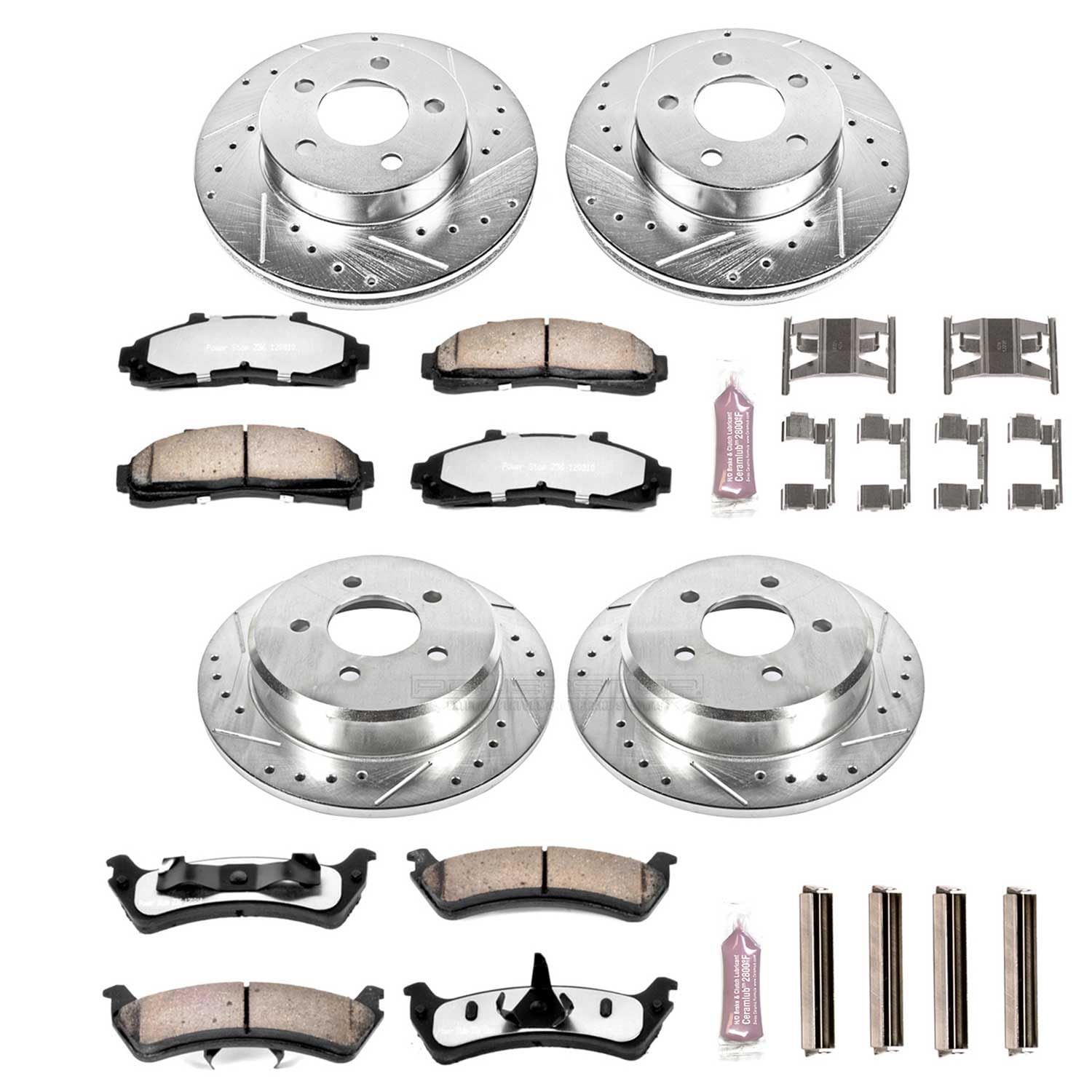 Power Stop Brake Kit Front and Rear For 1995 1996 1997 1998 1999 2000 2001 Ford Explorer - Truck & Tow Carbon Fiber Ceramic Pads & Drilled and Slotted Rotors Replacement, K1861-36