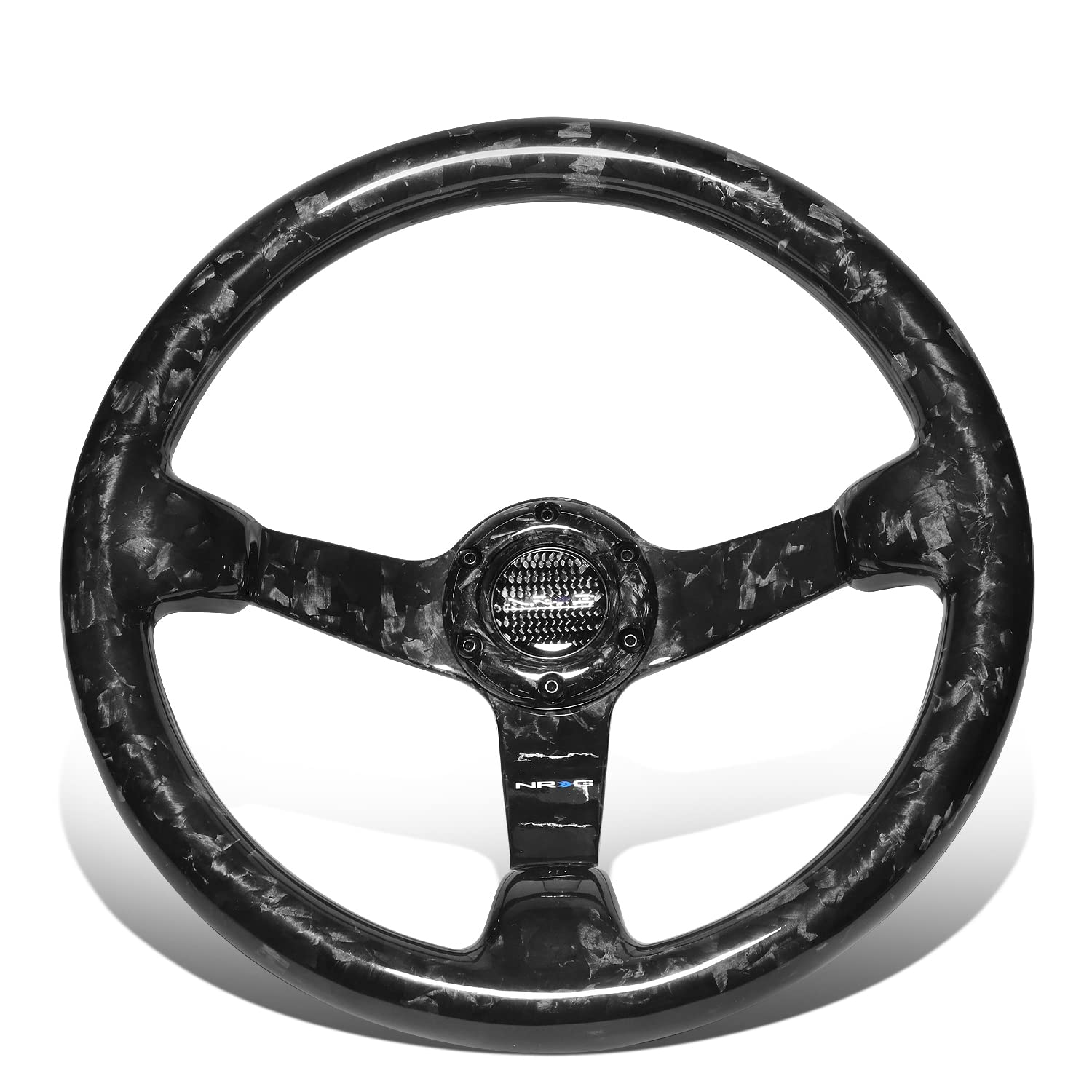 NRG Innovations Forged Carbon Fiber NRG-ST-036FC Light Weight Steering Wheel 350mm 3'Deep Dish, Gloss Black, 6 X 70 PCD
