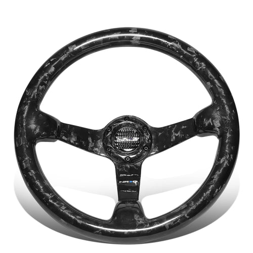 NRG Innovations Forged Carbon Fiber NRG-ST-036FC Light Weight Steering Wheel 350mm 3'Deep Dish, Gloss Black, 6 X 70 PCD