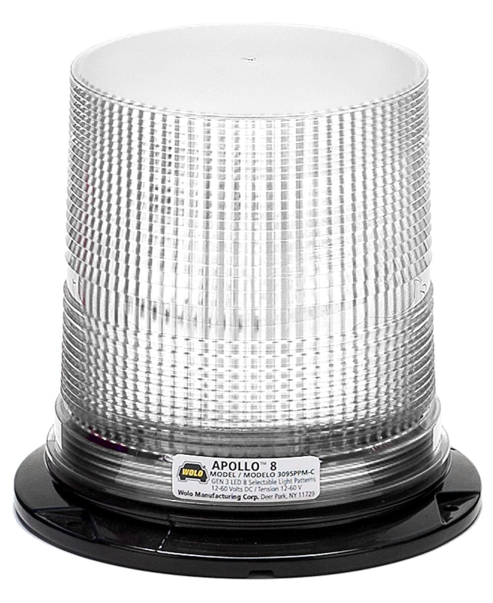 Apollo 8 GEN 3 LED Emergency Warning Light - Wolo (3095PPM-C), Clear Lens, Permanent or Pipe Mount