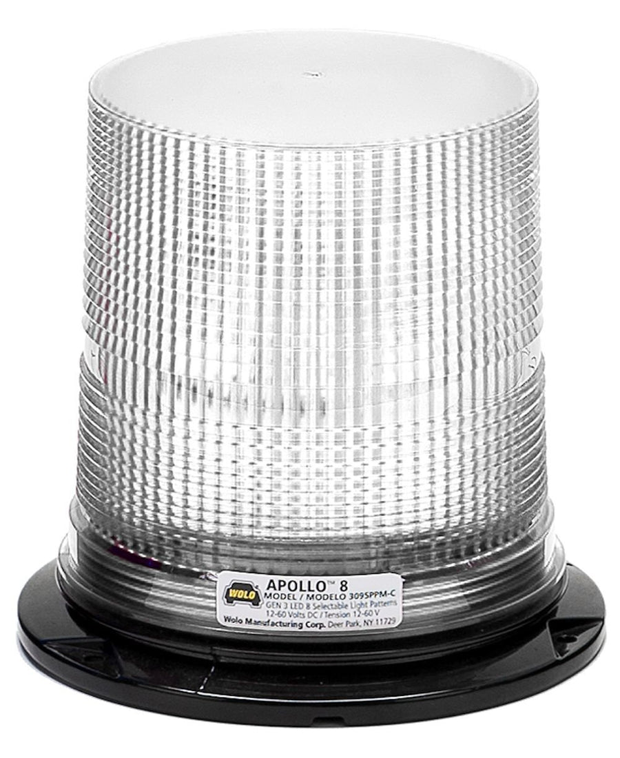 Apollo 8 GEN 3 LED Emergency Warning Light - Wolo (3095PPM-C), Clear Lens, Permanent or Pipe Mount