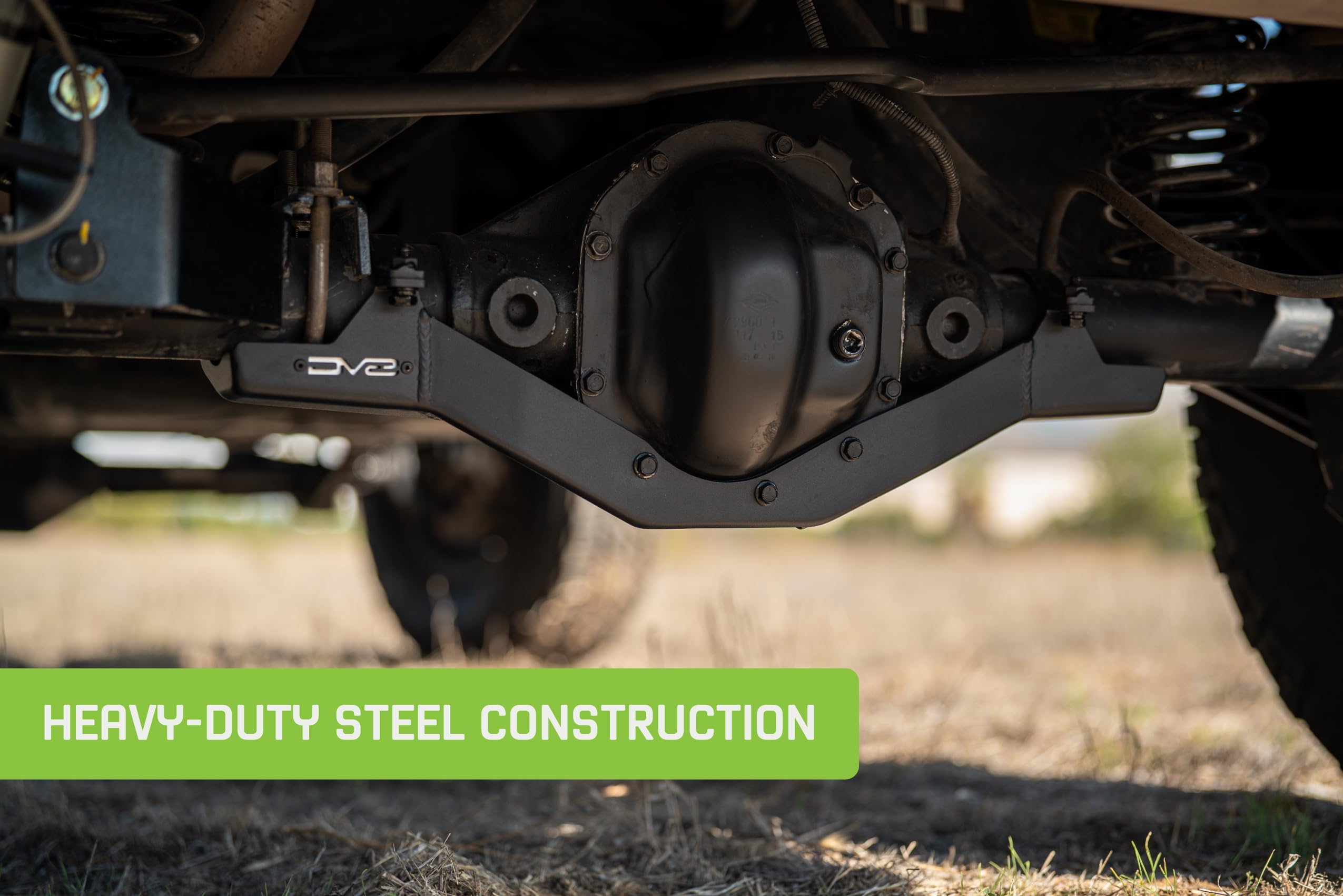 Rear Differential Skid Plate DV8 Offroad for 2007-2018 Jeep Wrangler JK w/Dana 44 Rear Axle | Pinion Skid Prevents Oil Leaks & Getting Hung Up on Rocks | Rigid Design | Steel | Powder Coated Finish