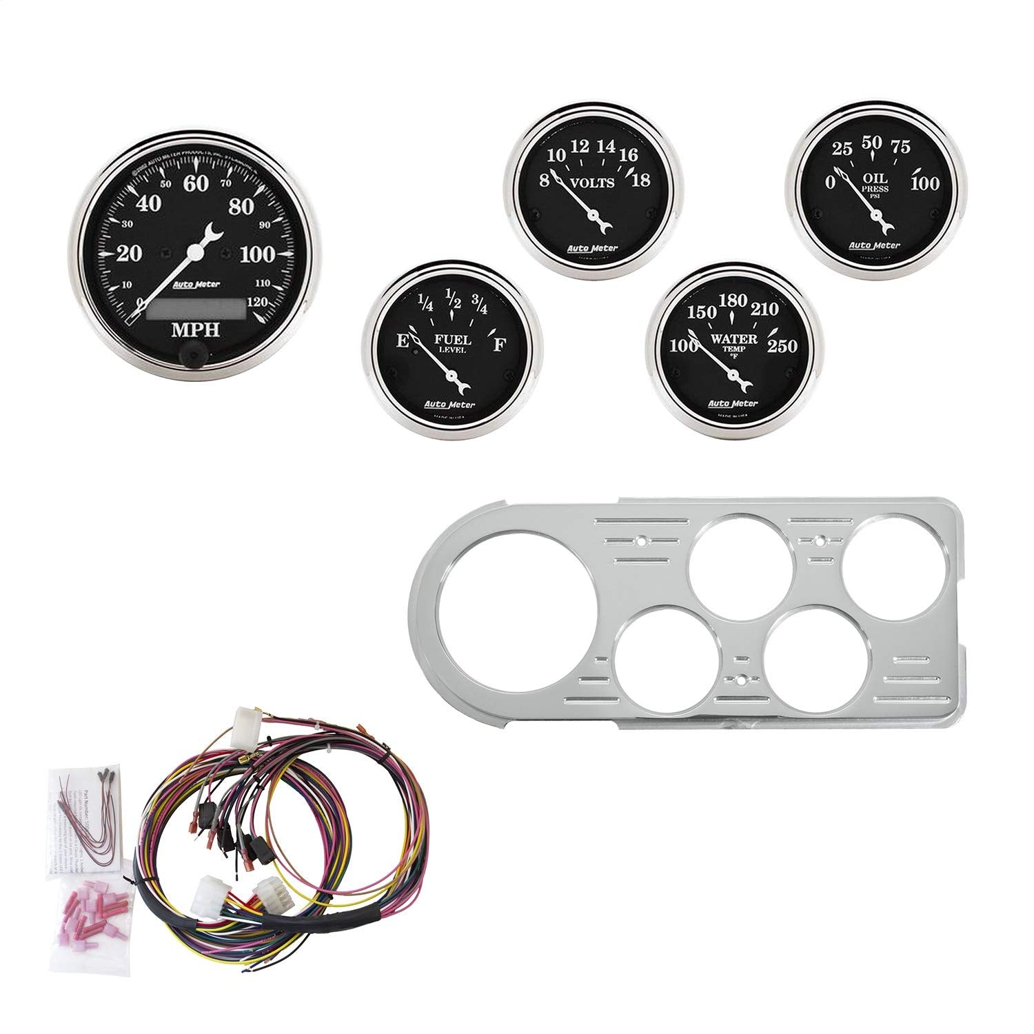 Gauge Kit AutoMeter 7046-OTB, 5 Pc, Ford Truck 48-50, Mph/Fuel/Oilp/Wtmp/Bat, OTB