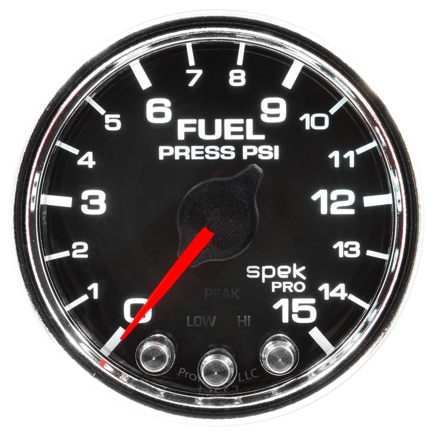 Gauge AUTO METER P31531 Fuel Press (Spek-Pro Gauge, 2 1/16", 15Psi, Stepper Motorwith Peak & Warn, Blk/Chrm, Spek-Pro)