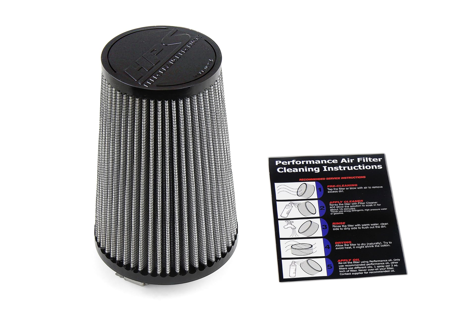 HPS Performance Air Filter 7" Element Length, 2.75" ID, 7.62" Overall Length, Gray, HPS-4327