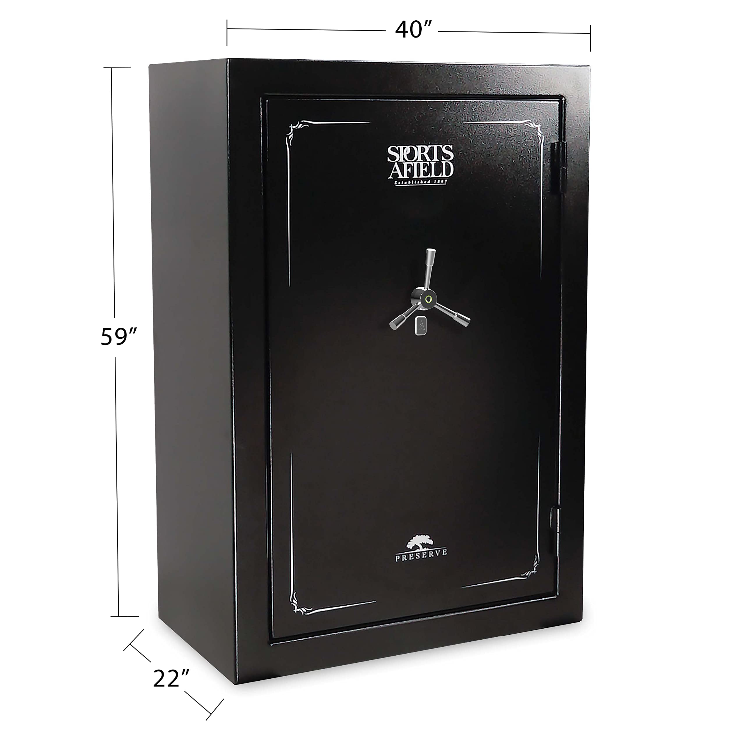 40-Gun Biometric Fire and Waterproof Gun Safe, Preserve Black