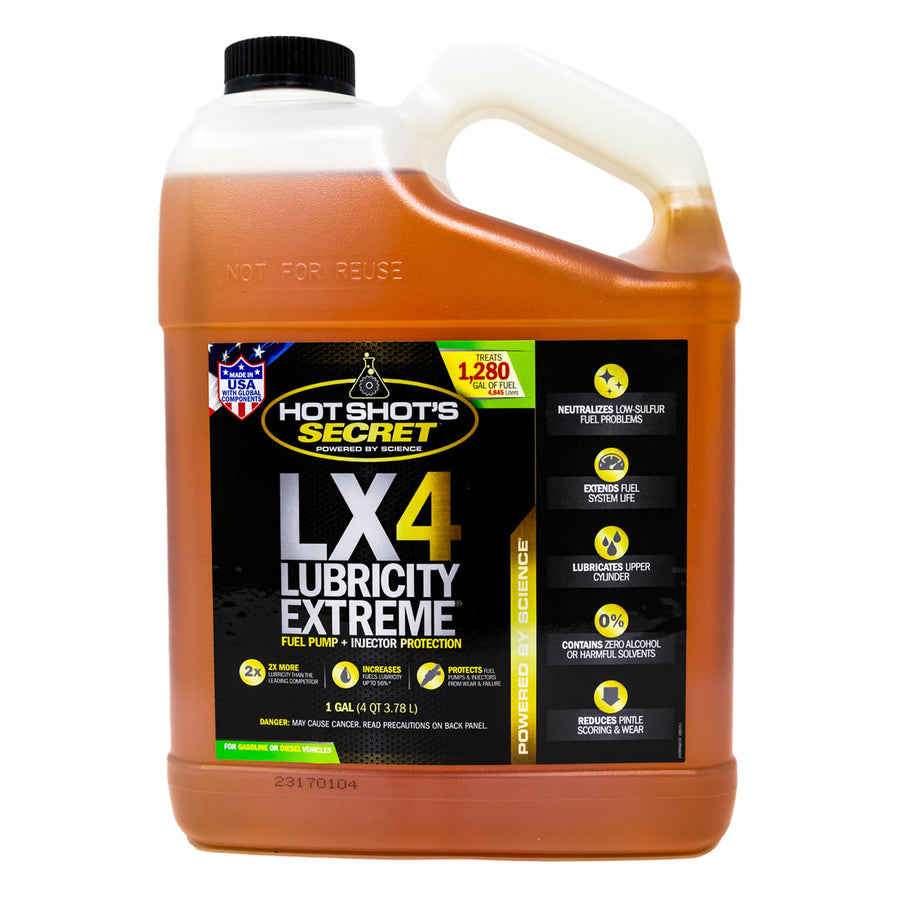 Hot Shot's Secret LX4 Extreme Lubricity 1 Gallon, Fuel Treatment for All Engines, Gasoline & Diesel Additive, Fuel Additive Increases Lubricity, Protects & Extends Fuel System Life