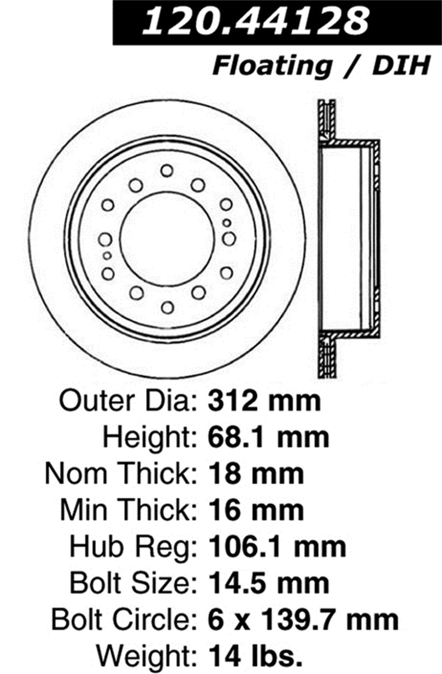 Sport StopTech 128.44128L Cross Drilled Brake Rotor (Rear Left), 1 Pack