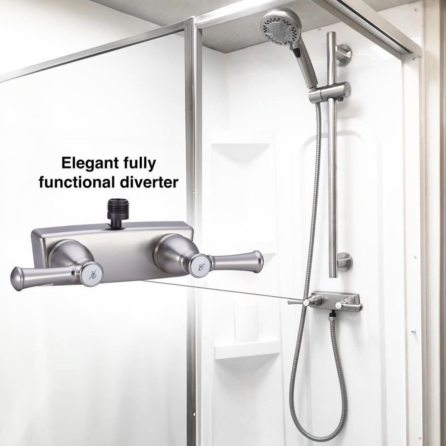 Dura Faucet RV Shower Faucet DF-SA100L-SN Diverter with Hot/Cold Handles (Brushed Satin Nickel)