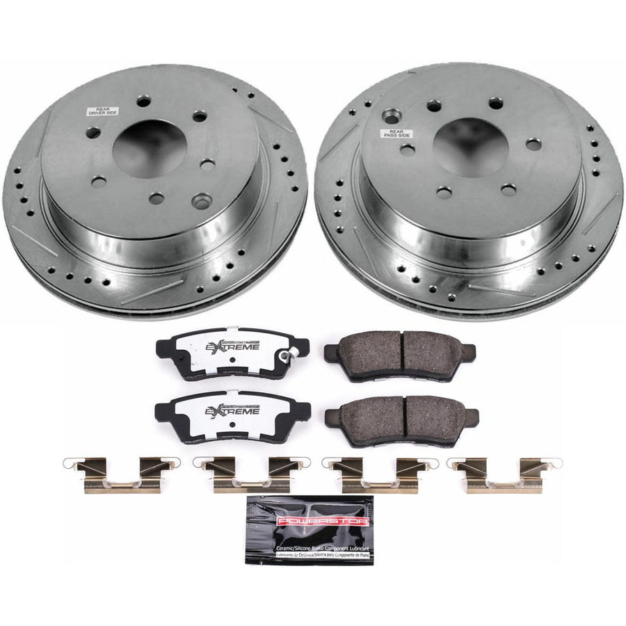 Rear Power Stop K4621-36 Z36 Truck & Tow Brake Kit, Carbon Fiber Ceramic Brake Pads and Drilled/Slotted Brake Rotors For Nissan Frontier, Nissan Xterra, Suzuki Equator [Model Specific]