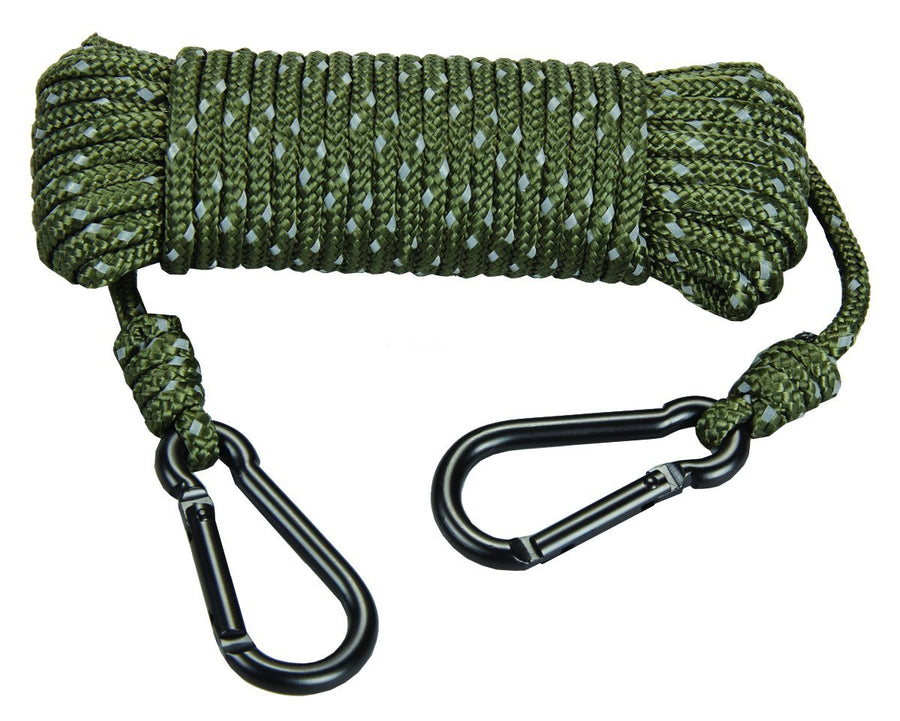 30ft Heavy Duty Reflective Treestand Rope - Hunters Specialties Hunting Large-Diameter Rope with 2 Carabiner Clips