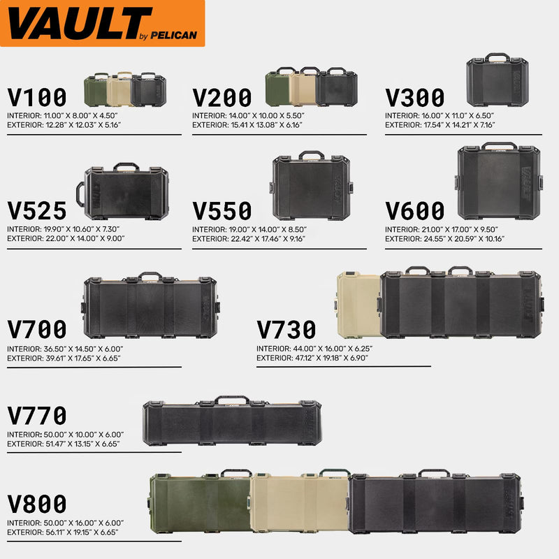 Vault Pelican V800 Long Case with Foam (Tan)