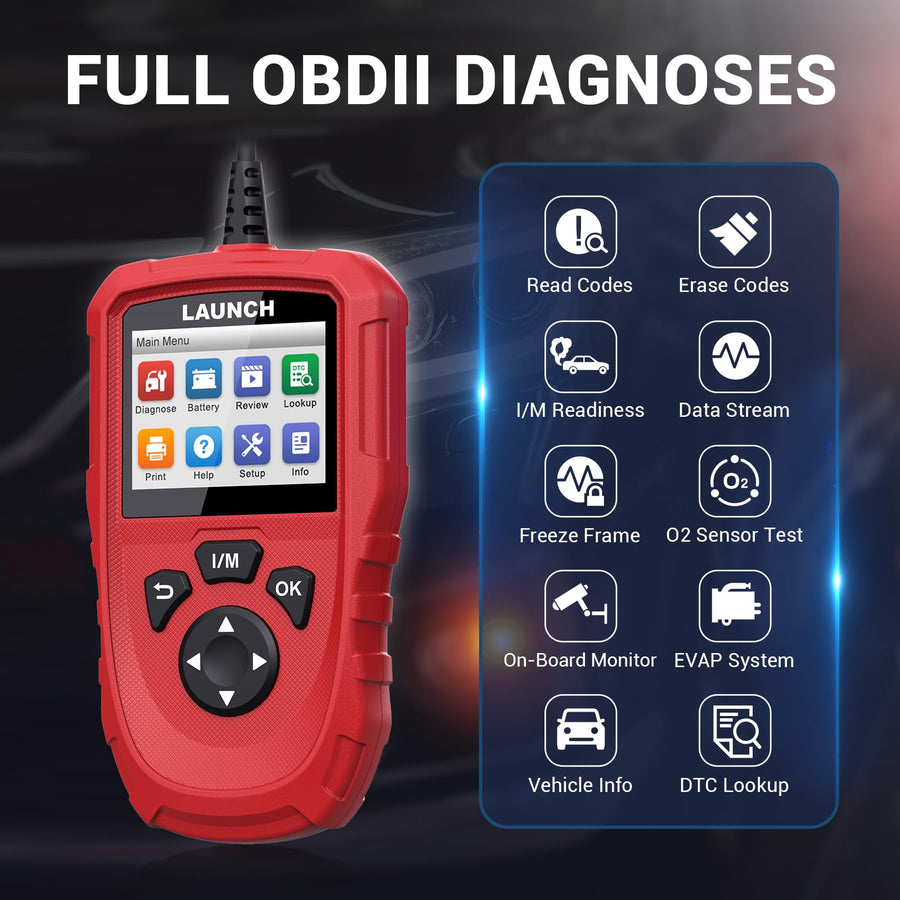 OBD2 Scanner Launch Diagnostic Scan Tool, Millennium OBD Check Engine Code Reader, One-Click to Check I/M Readiness, Battery Voltage Test, DTC Lookup, Lifetime Update, for All Vehicles After 1996