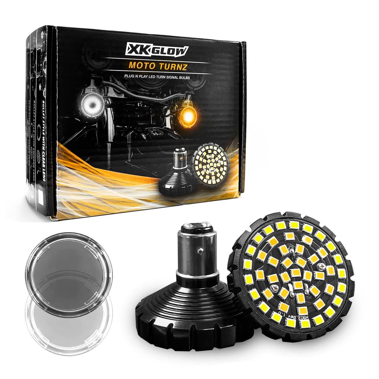 XK GLOW Motorcycle Front LED Turn Signal Kit XK1157B-WA-S - Bulet Style Smoked Lenses
