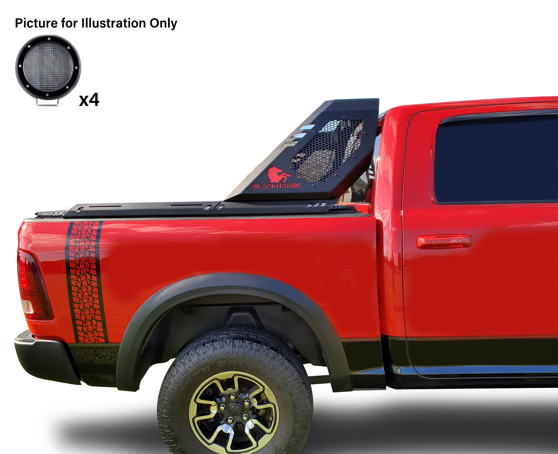 Vigor Roll Bar Black Horse Incl. Set of 5.3" Dia.Led Lights w/Black Trim Rings Modular Black Compatible with 2019-2022 Ford Ranger-VIRB08B-PLFB