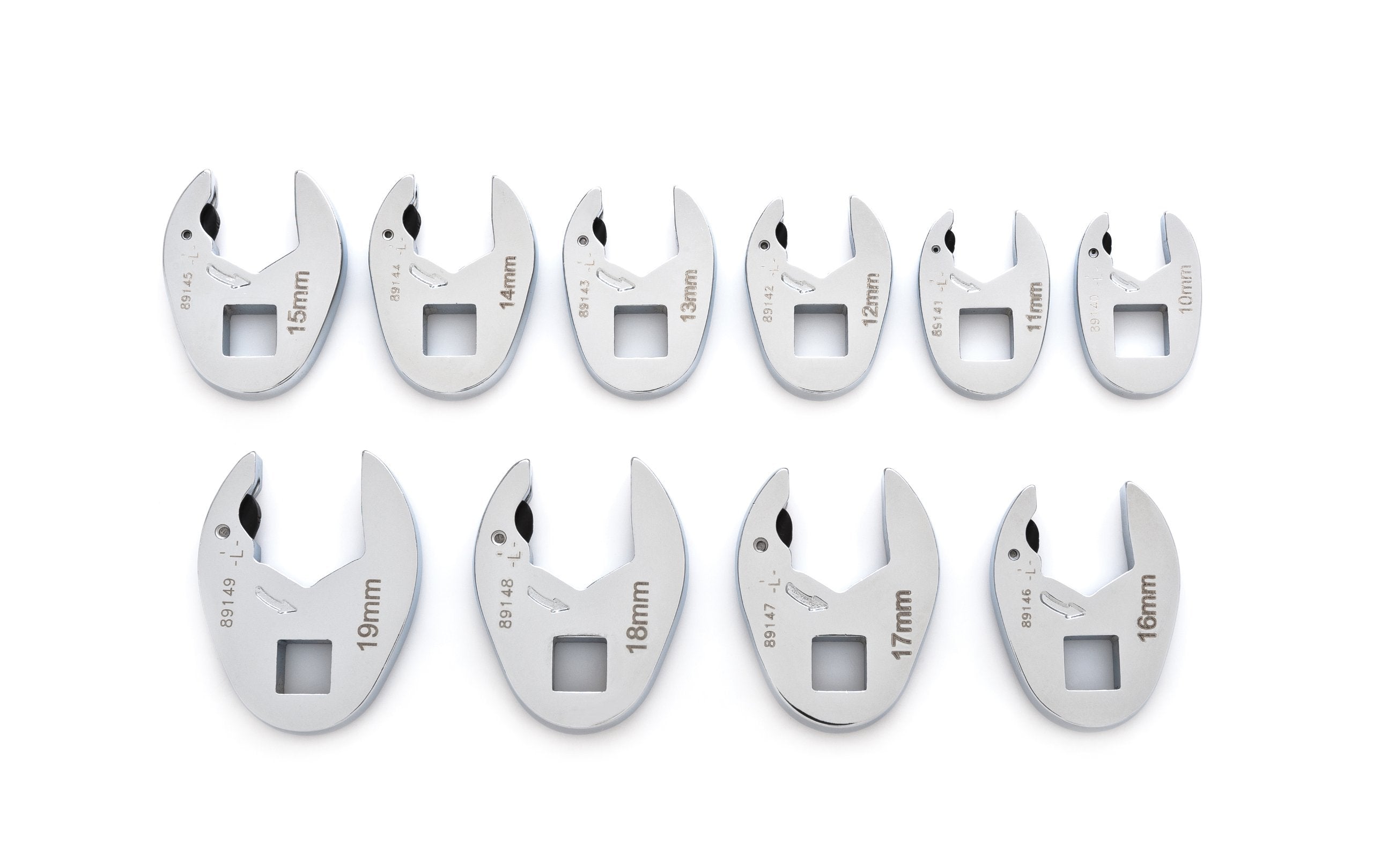 Metric 10 Piece Ratcheting Crowfoot Wrench Set