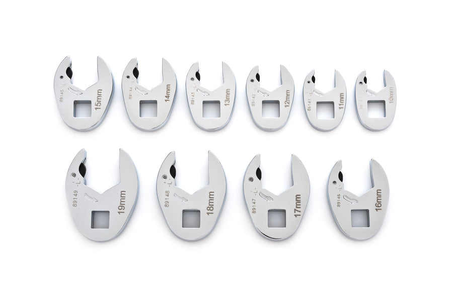 Metric 10 Piece Ratcheting Crowfoot Wrench Set