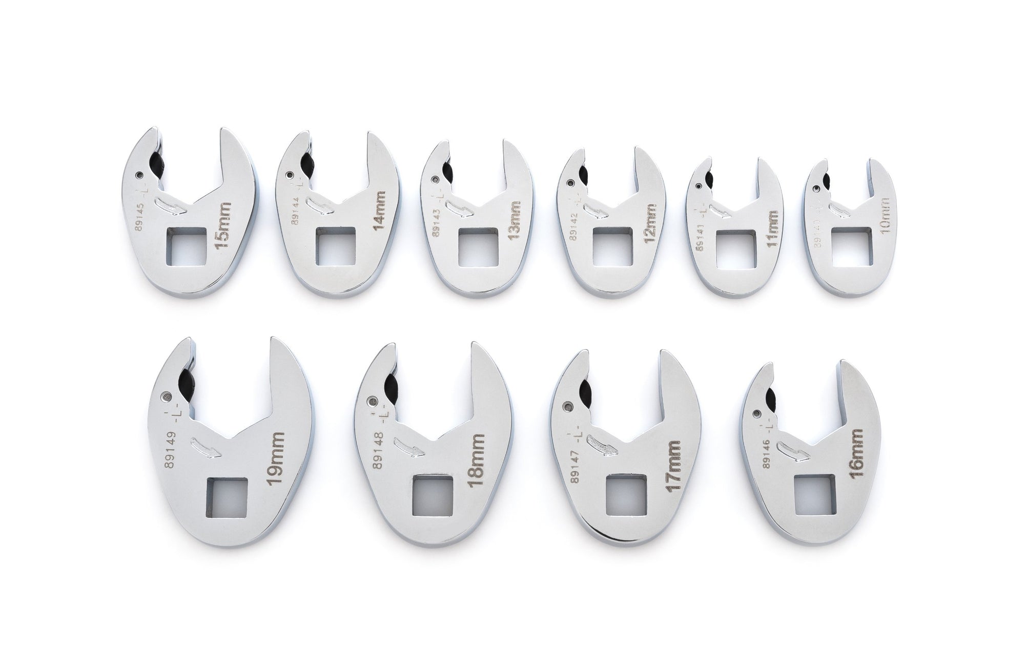 Metric 10 Piece Ratcheting Crowfoot Wrench Set