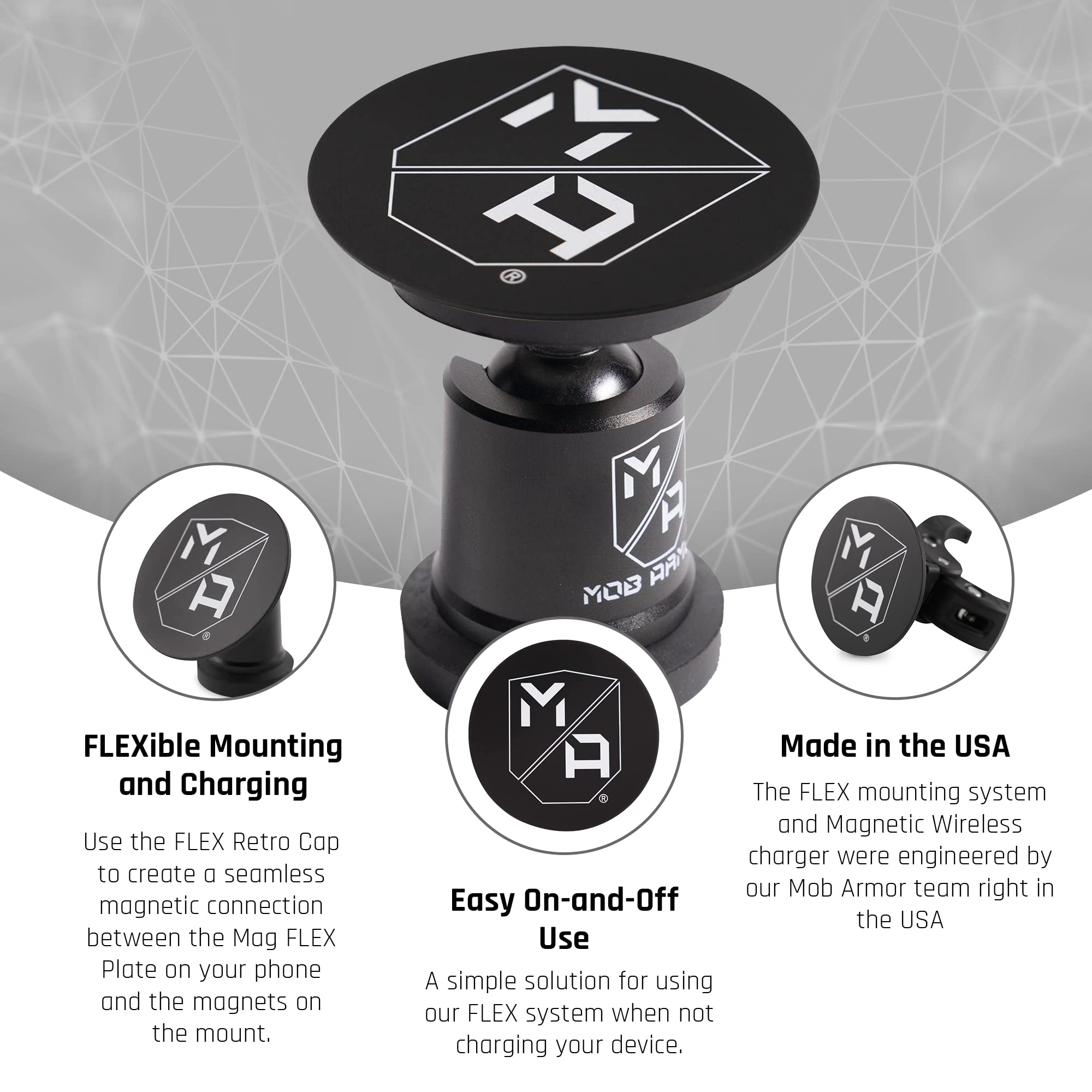 Flex Retro Cap Mob Armor - Universal Magnetic Phone Holder, Built-in Magnet for Safe Hands-Free Driving, Magnetic Car Mount, Mobile Car Mount