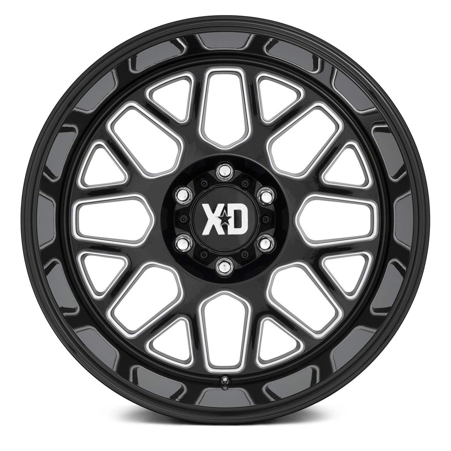 Xd849 Grenade 2 Gloss Black Milled Wheel XD Wheels with Alloy Steel (24 x 12. inches /6 x 106 mm, -44 mm Offset)