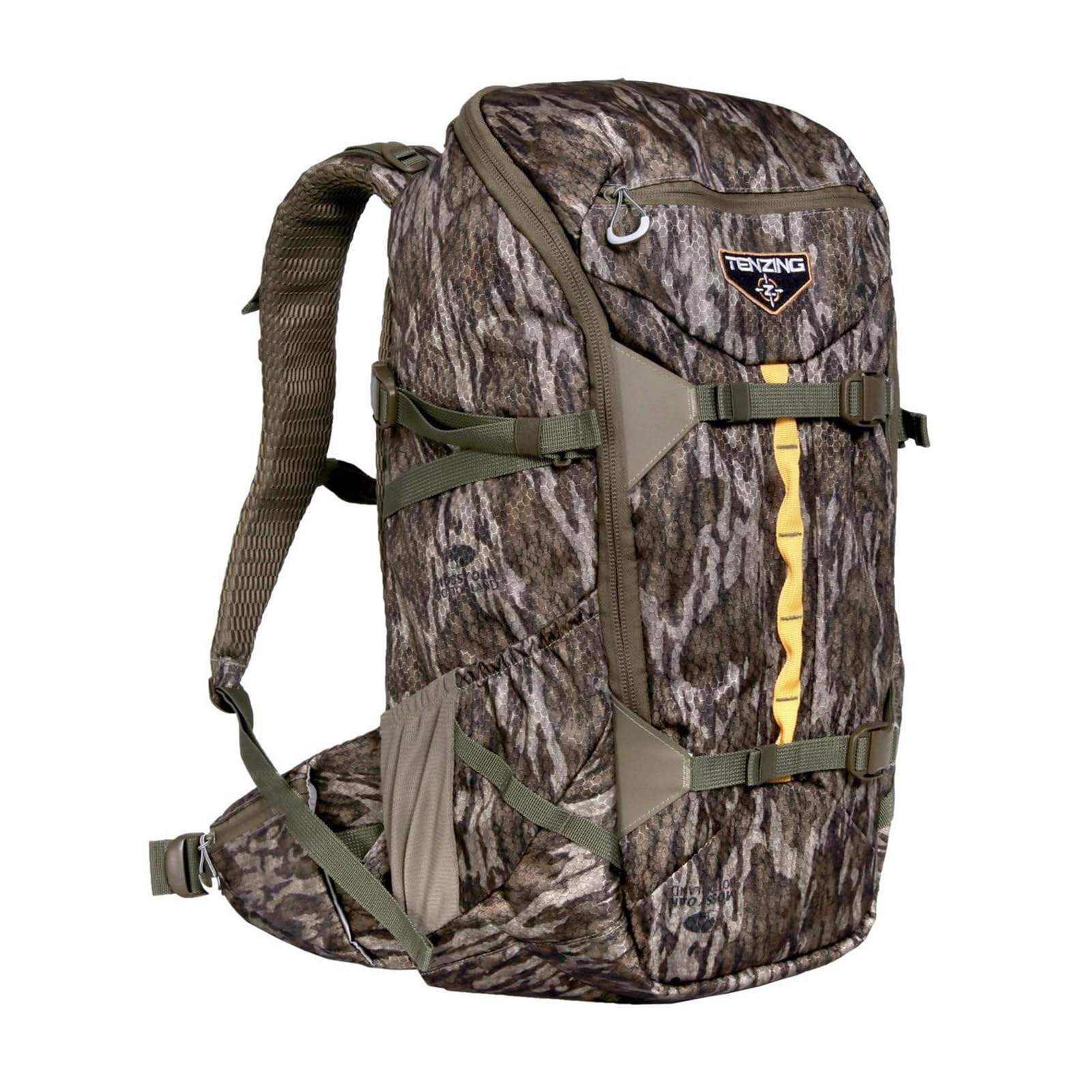 Whitetail TENZING 2100 Day Pack, Mossy Oak Bottomlands Hydration Bladder Compatible Durable Camo Backpack with 4 Compartments & 15 Organizational Pockets for Hunting Gear and Equipment