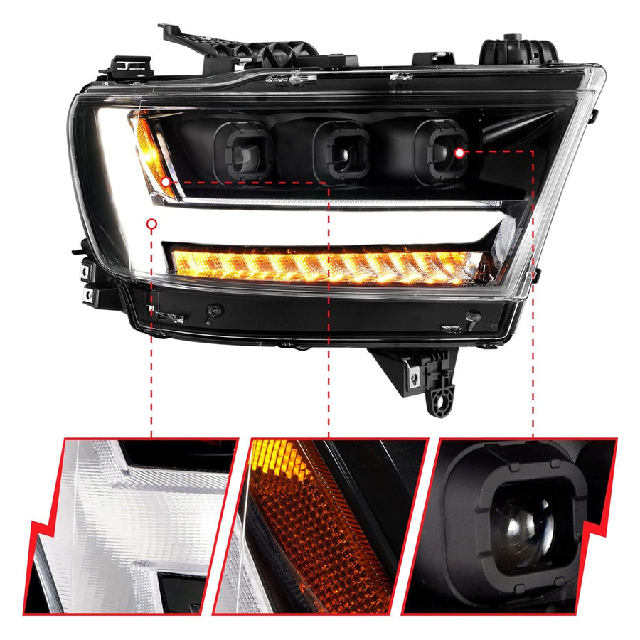 111494-R Anzo USA Projector Headlamps Fits Ram 1500