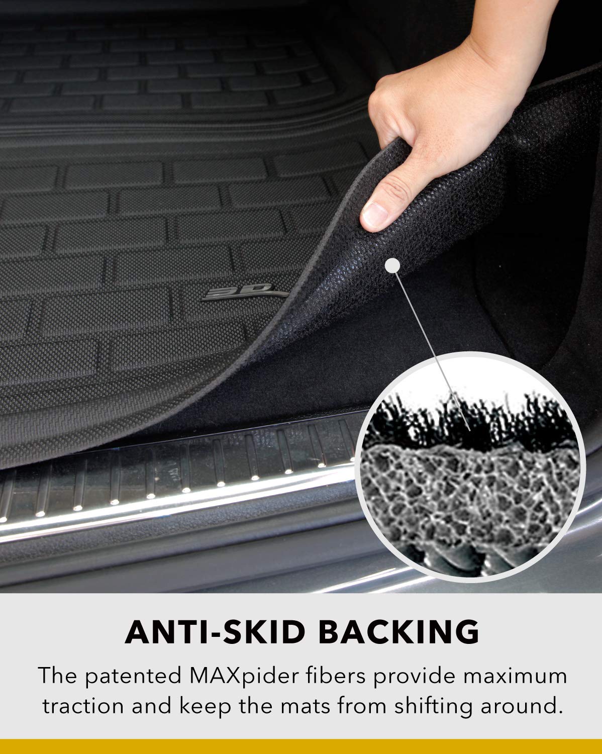 3D MAXpider Custom Fit Behind 2nd Row Seatback Protector and All-Weather Cargo Liner for 2020-2021 Tesla Model Y 5-Seat Models - Kagu Rubber (Black)
