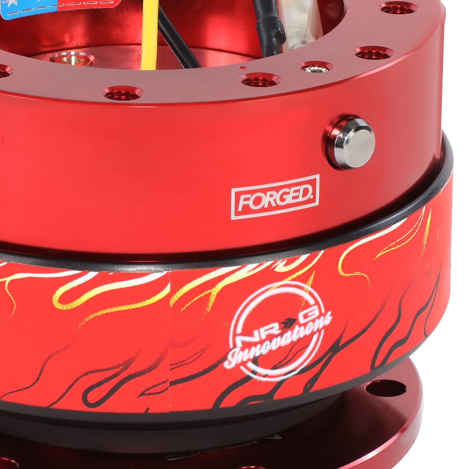 GEN 2.0 NRG Innovations Steering Wheel Quick Release Adapter, With Mounting Bolts & Allen Key, 6 X 70mm / 6 x 74mm Bolt Pattern, Red Body/Red ring with Litteral Collab, NRG-SRK-200RD-LITT