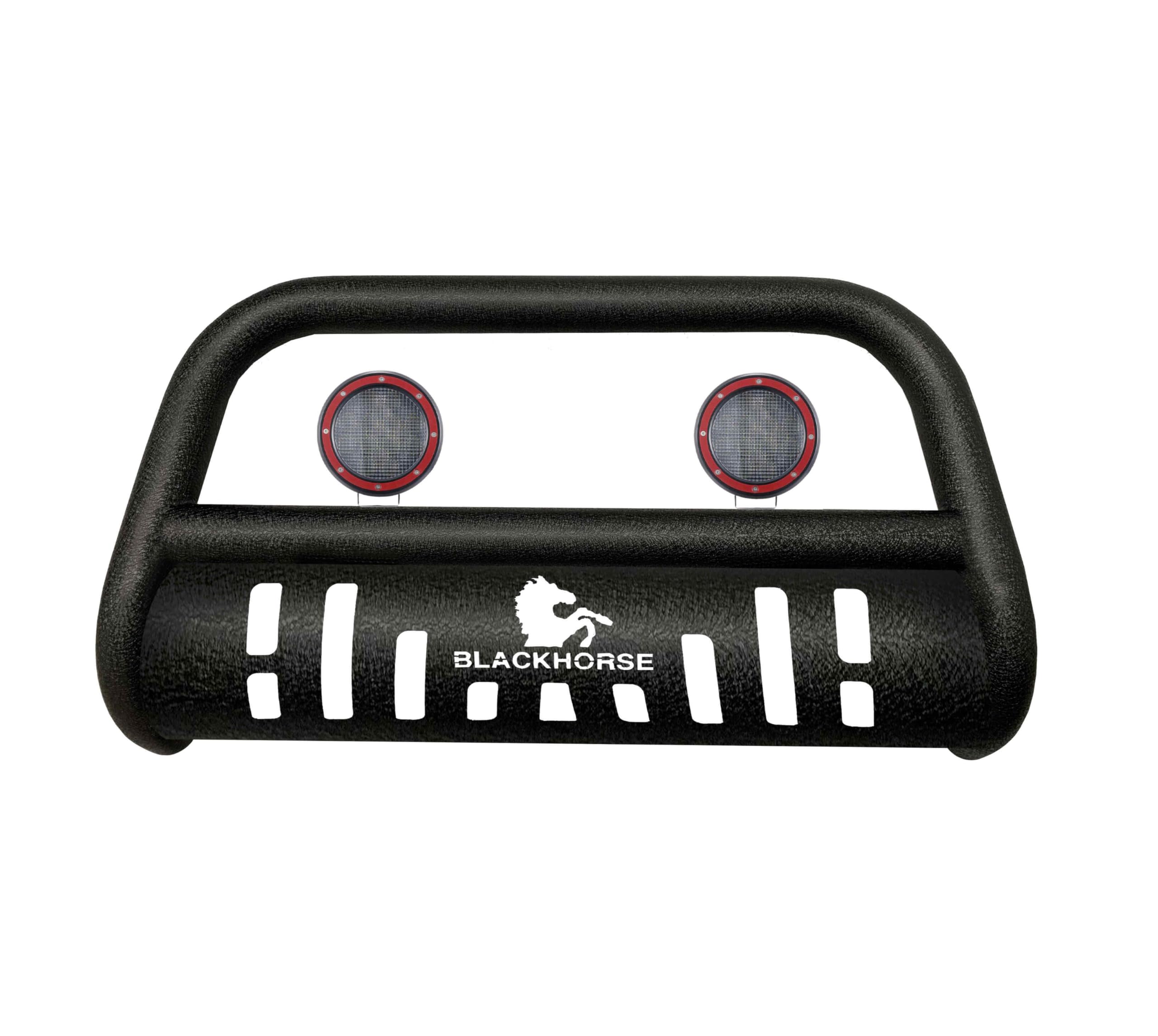 Bull Bar-T Kit Black Horse Textured Black Compatible with 2022-2025 Nissan Pathfinder|2022-2024 Infiniti QX60, Comes with a Set of 5.3" Red Round Flood LED Lights