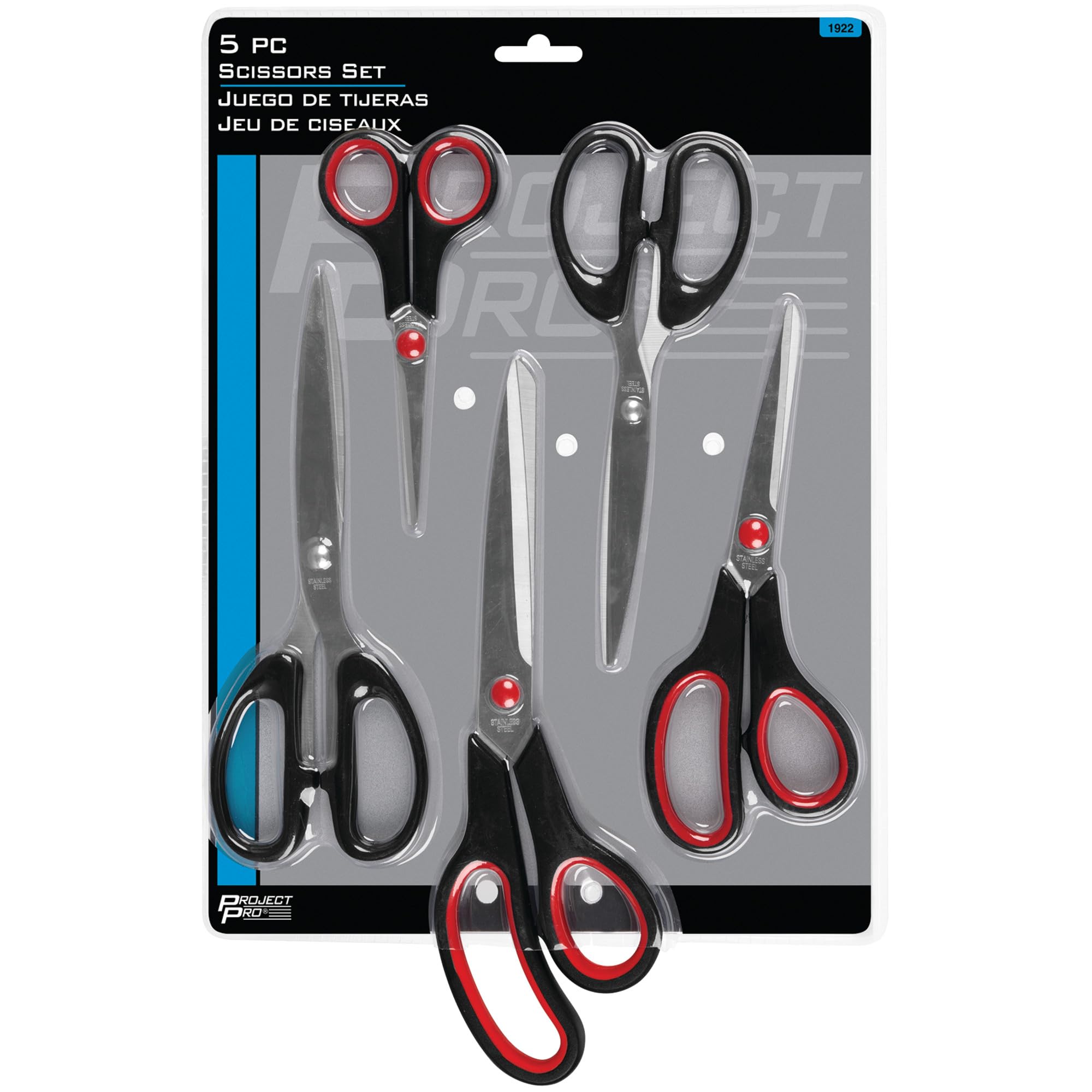 5-Piece Performance Tool 1922 Versatile Stainless Steel Blade Scissors Set with Various Styles and Handle Sizes for Multiple DIY Projects and Tasks