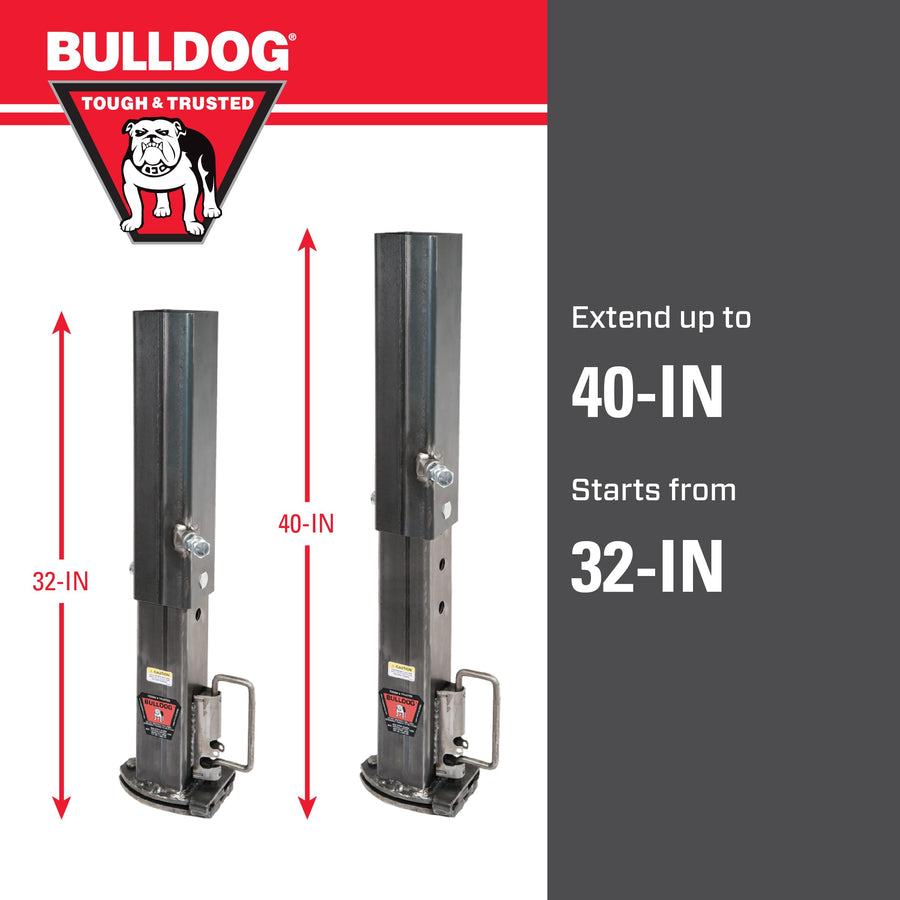 Gooseneck Coupler Bulldog 0289600300, 2-5/16 Inch Diameter, Outer & Inner Tube, 32-40 Inch Adjustable Height, Cast Locking Plates, Load Bearing Pin, 25,000 lbs. Capacity, Square, Raw