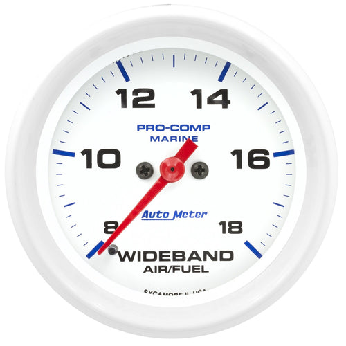 Auto Meter Gauge 200870, Air/Fuel Ratio-Wideband, Analog, 2 5/8", 8:1-18:1, Stpr Mtr, Marine White