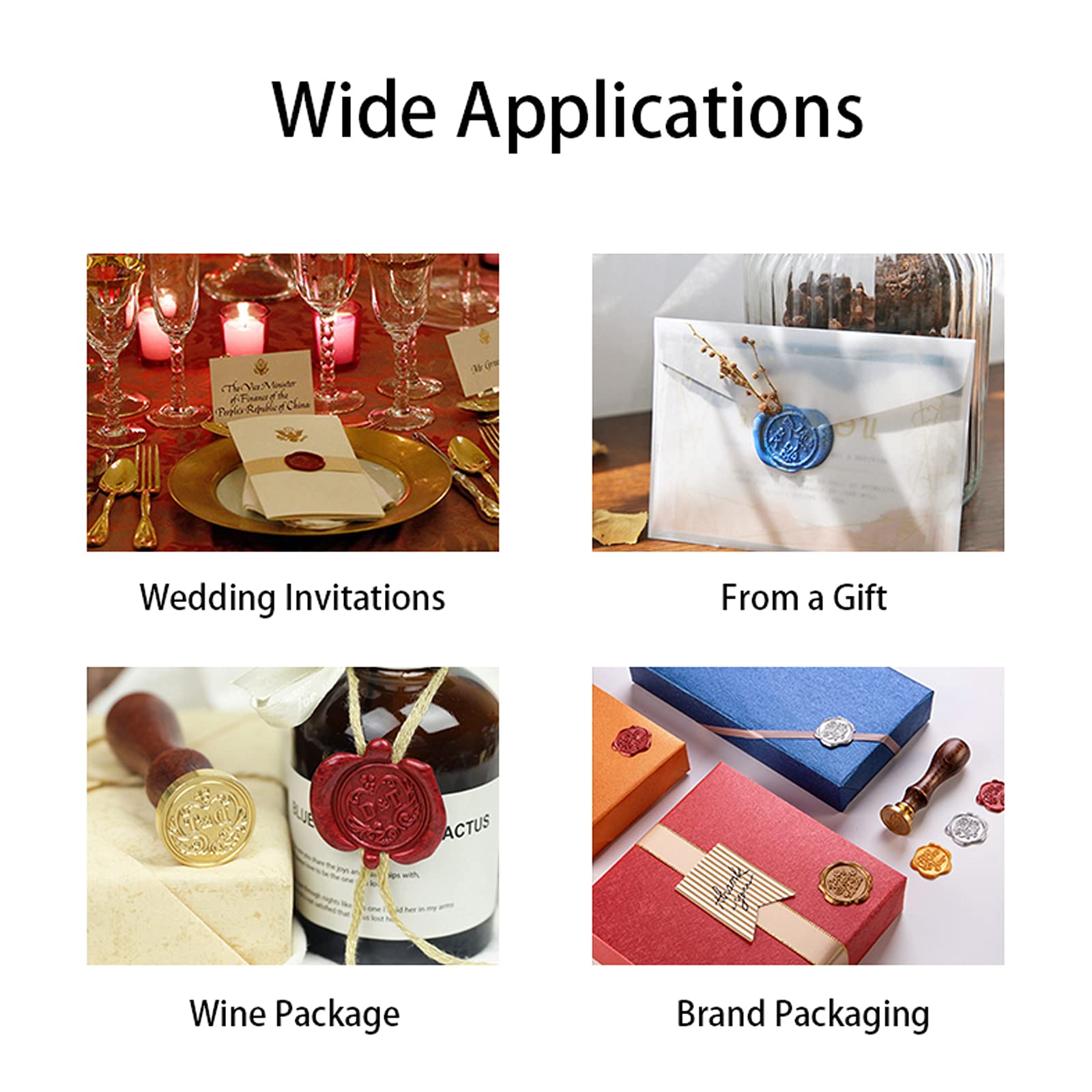 Four Leaf Clover Pattern SUPERDANT 0.98" DIY Wood Wax Seal Stamp Removable Sealing Stamp with Brass Head and Wood Handle for Wedding Invitation Gift Bag Letter Document