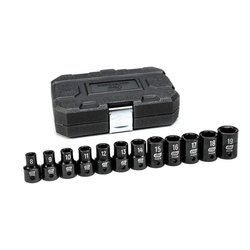 12 Pc. GEARWRENCH 1/2" Drive 6 Pt. Standard Impact Socket Set, SAE - 84931N