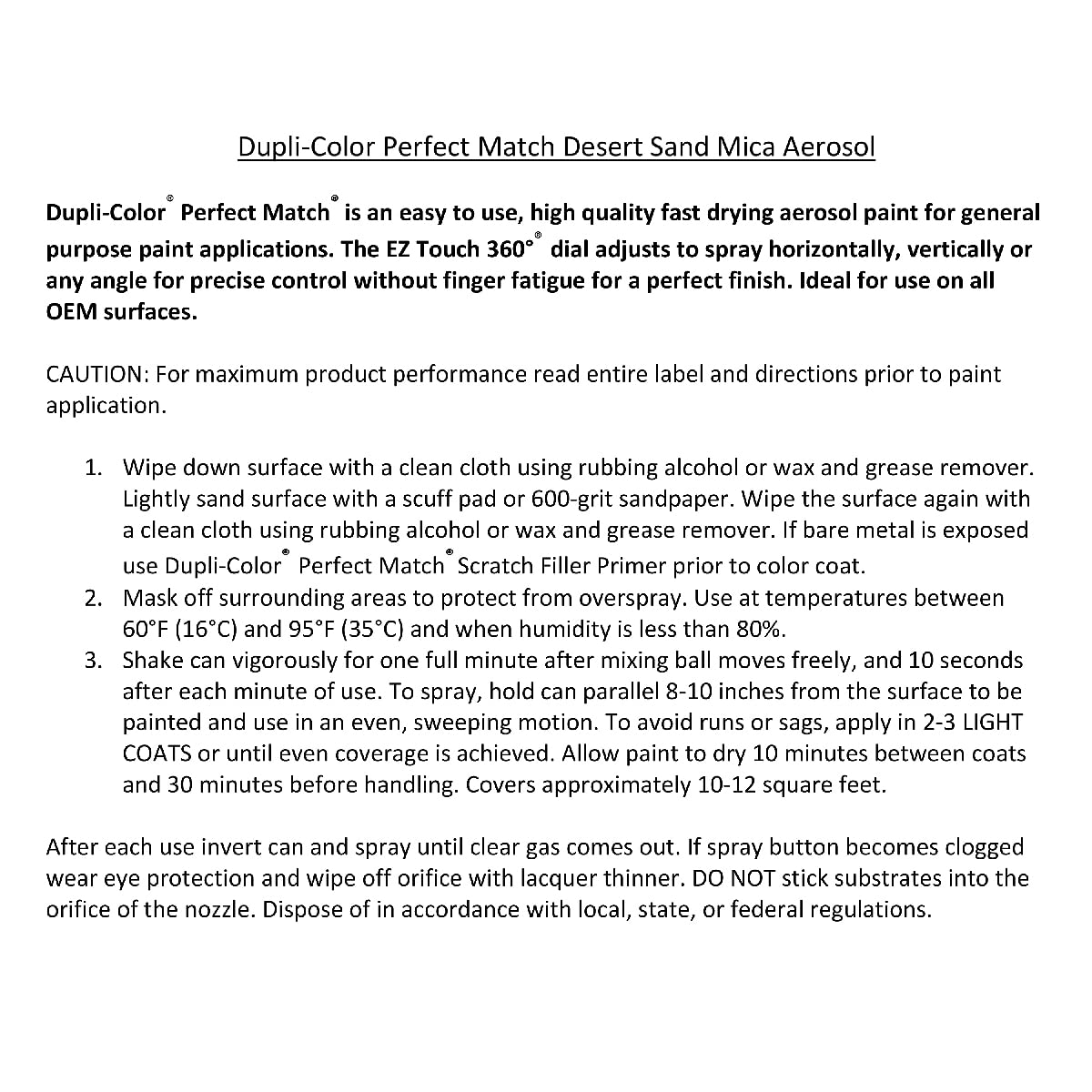 Toyota Desert Sand Mica Dupli-Color EBTY16107 Perfect Match Automotive Spray Paint – 8 oz. Aerosol Can, 4Q2