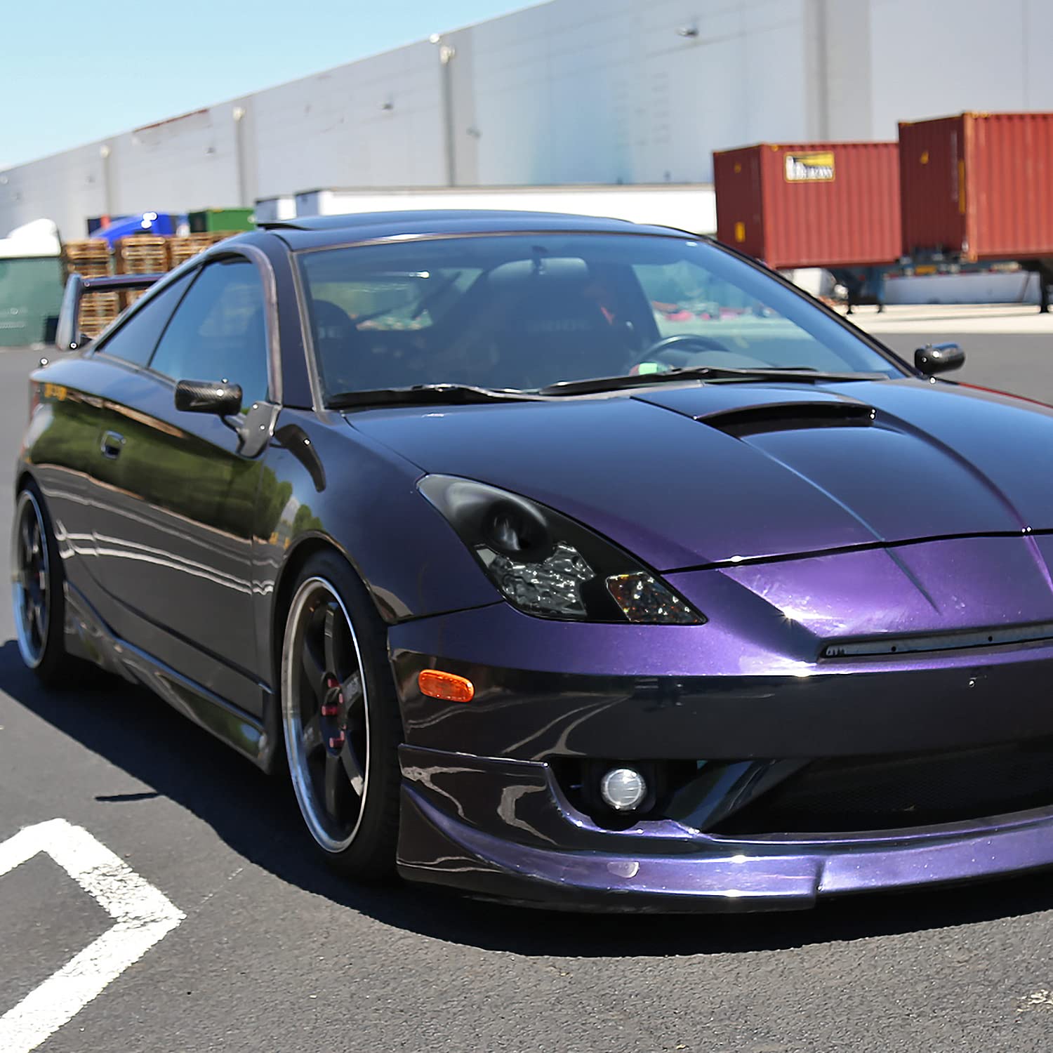 Black Smoke Projector Headlights SPEC-D TUNING Compatible with 2000-2005 Toyota Celica, Left + Right Pair Headlamps Assembly