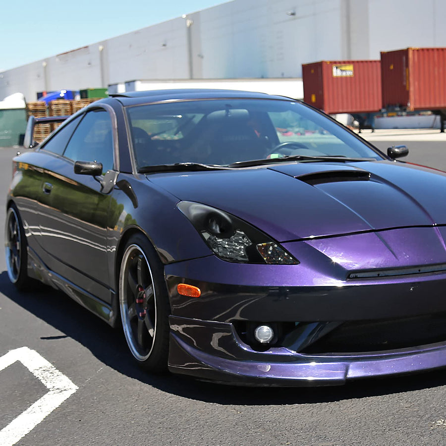 Black Smoke Projector Headlights SPEC-D TUNING Compatible with 2000-2005 Toyota Celica, Left + Right Pair Headlamps Assembly