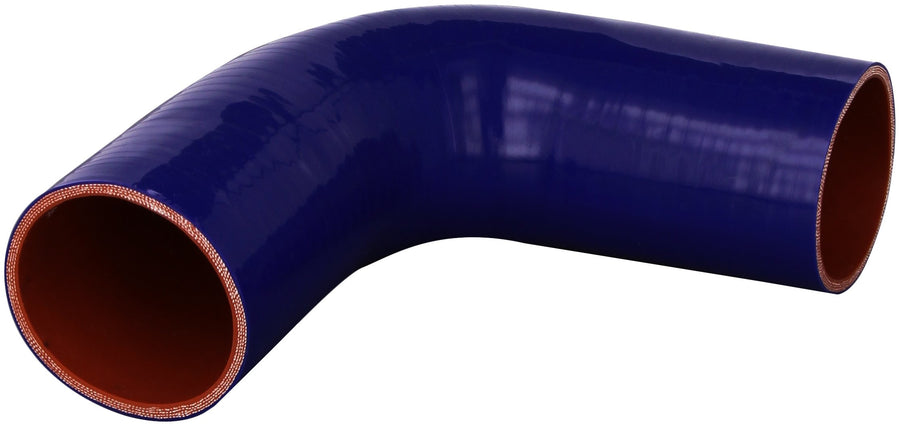 HPS Silicone High Temperature HTSEC90-268-BLUE 4-ply Reinforced 90 degree Elbow Coupler Hose, 55 PSI Maximum Pressure, 3.75" Leg Length on each side, 2-2/3" ID, Blue