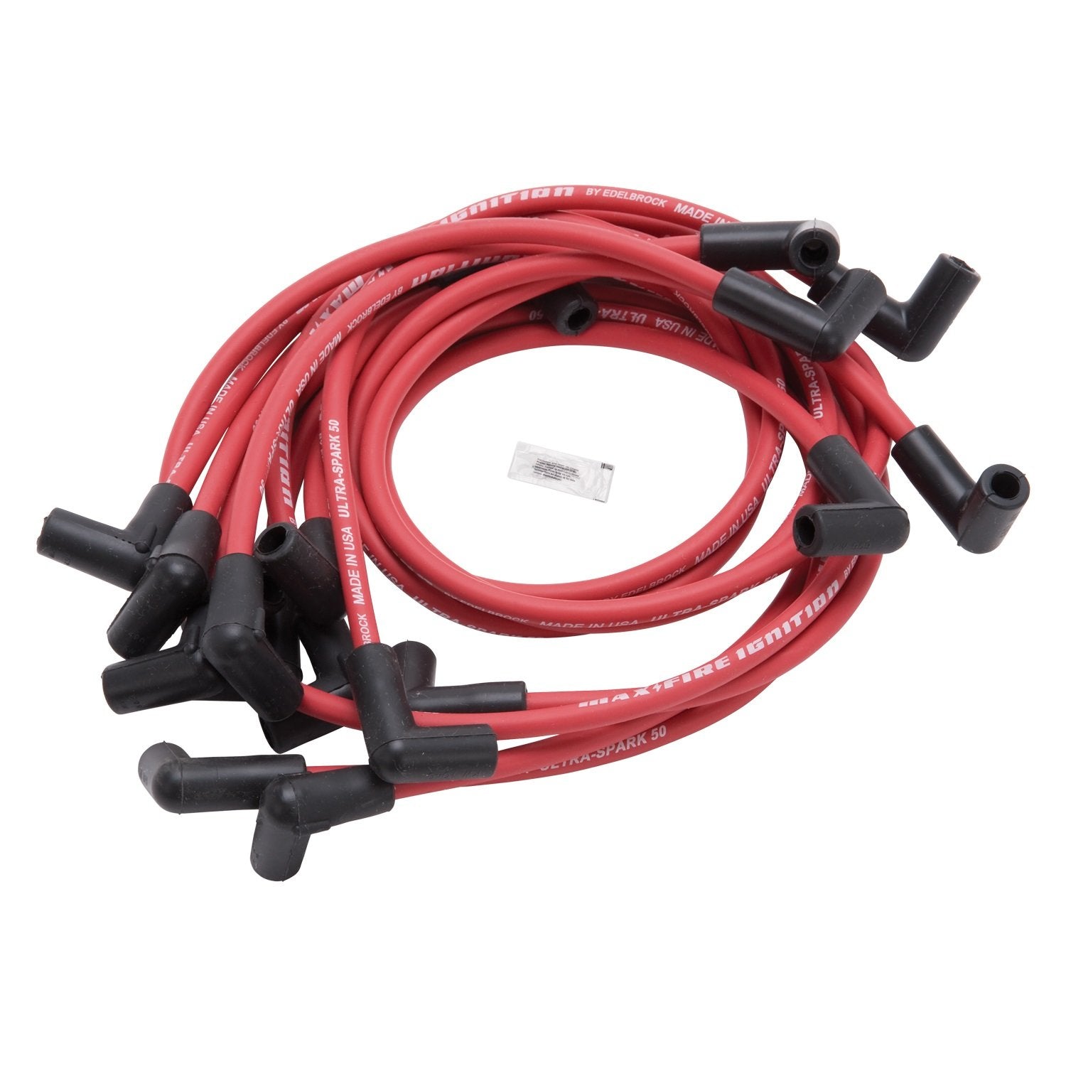 Spark Plug Set Edelbrock 22712 SBC 74-88 V8 50 ohm Resistance RED Wire (Set of 9)