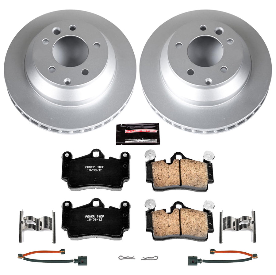 Brake Kit PowerStop For Q7 2007-2015, Porsche Cayenne 2003-2006, Cayenne 2008-2010, Touareg 2004-2010 [Model Specific] - Rear Geomet Coated Disc Rotors & Ceramic Brake Pads Replacement, CRK5312