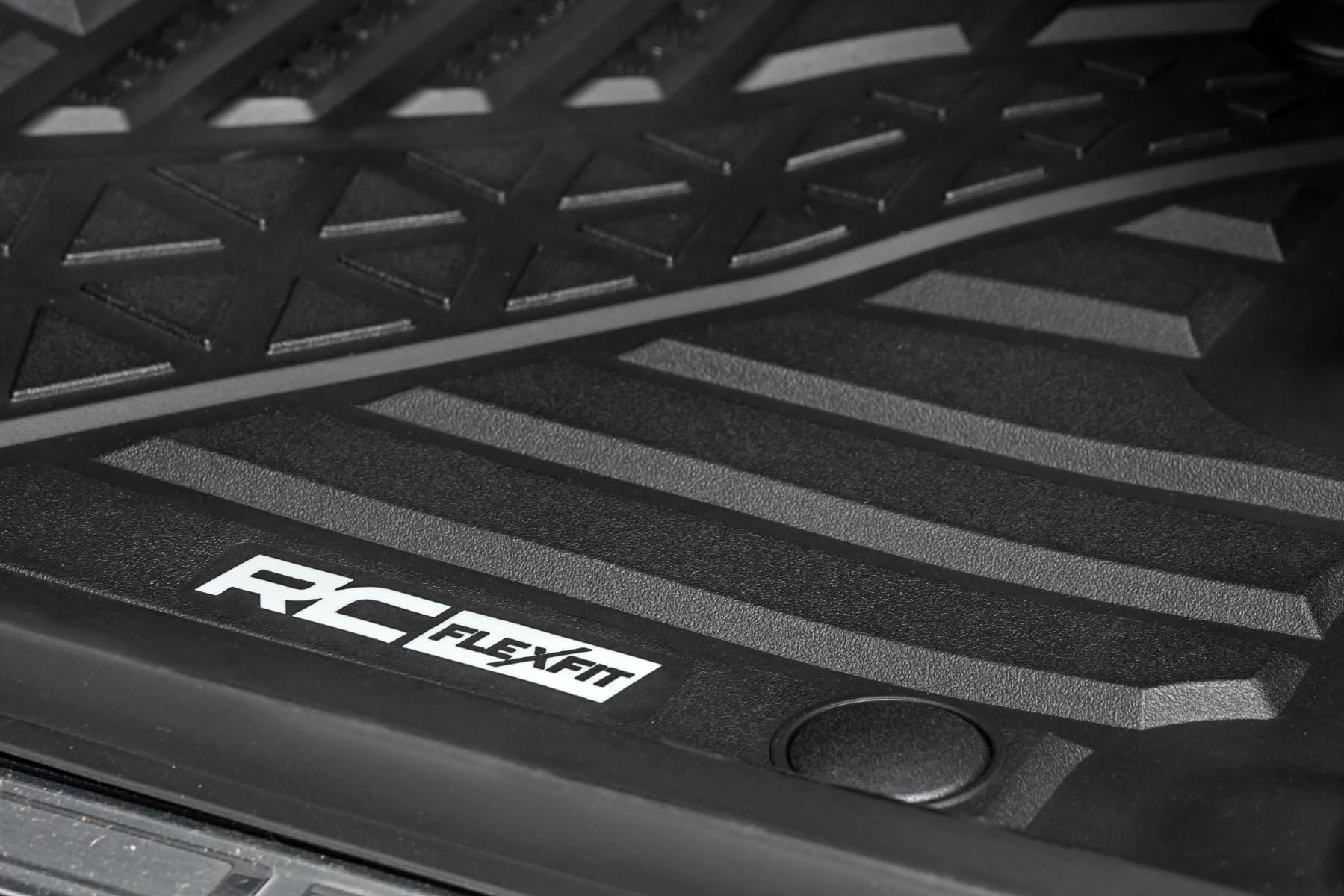 Rough Country Front Flex-Fit Floor Mats for Ram 1500 (2019-2024)/1500 TRX (2021-2024) Crew Cab - Custom All-Weather Non-Slip TPE Liners with Spill Saver Lip